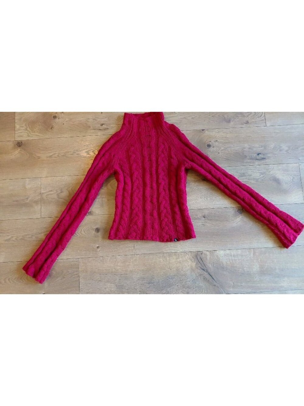 Abercrombie and Fitch Cable-knit Turtleneck Sweater Wool Blend Y2K Red Small